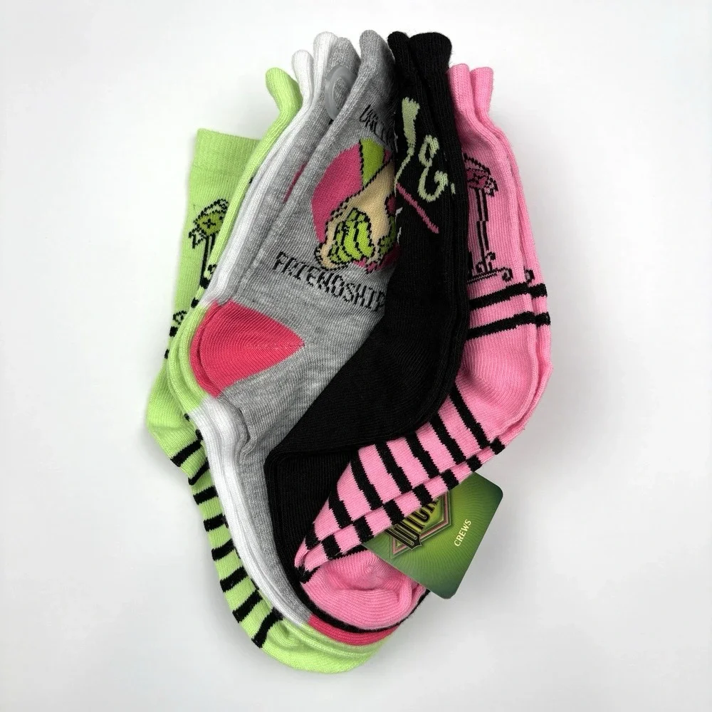 NWT‎ Girls Crew Socks Shoe Size 7.5–3.5 Elphaba Galinda Oz Witchy 5 Pairs